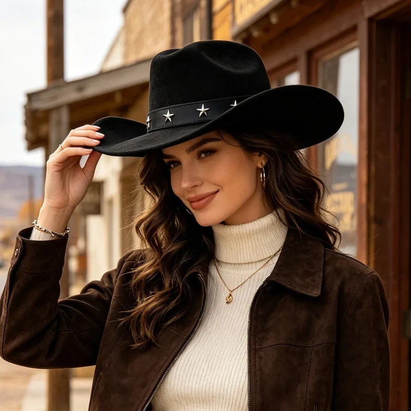 Vintage Fashion Eu - Cappello da Cowboy a Tesa Larga
