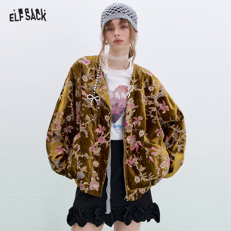 Velvet Blazer Vintage - ELFSACK Giacca in velluto dorato da