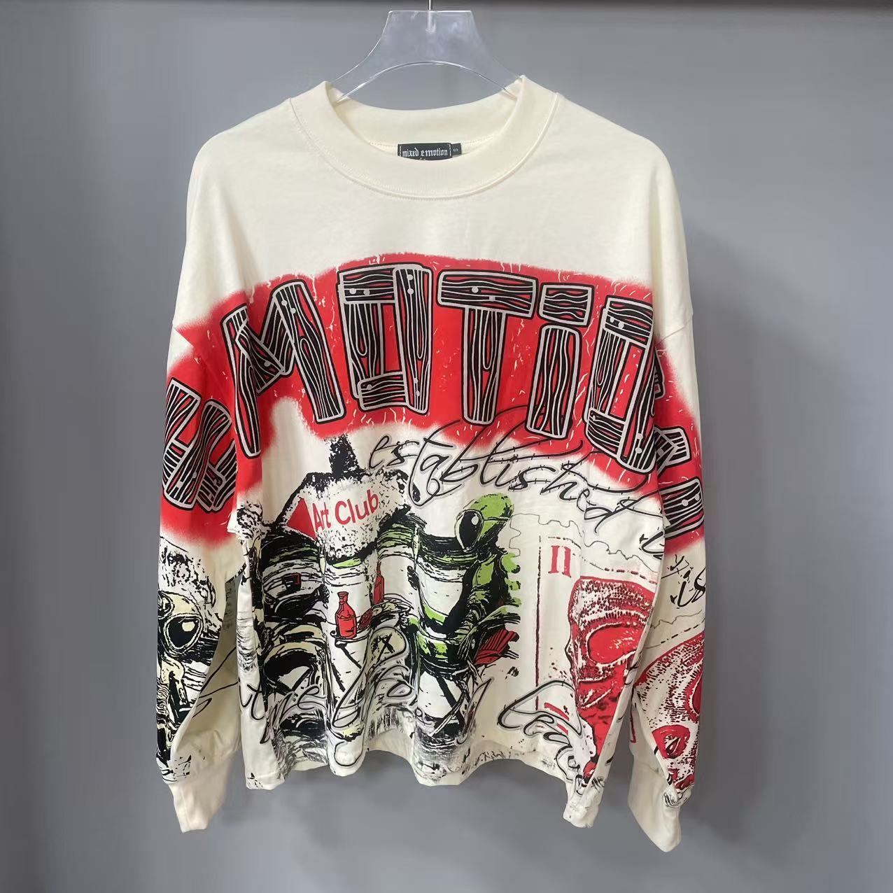 Usa Vintage Fashion - T-shirt a maniche lunghe MIXED-EMOTION di