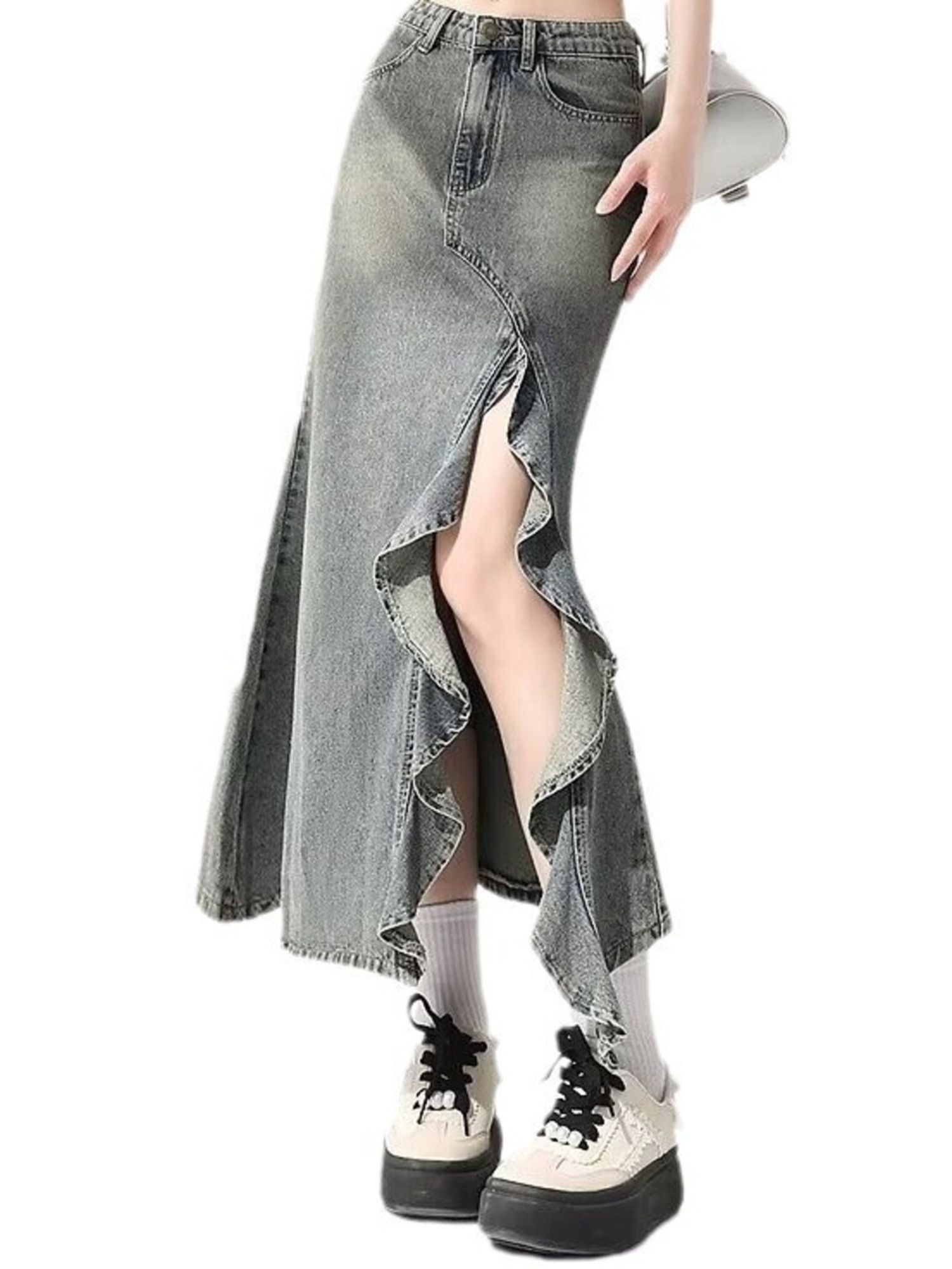 Denim Skirt Midi Vintage - Gonna lunga da donna in denim