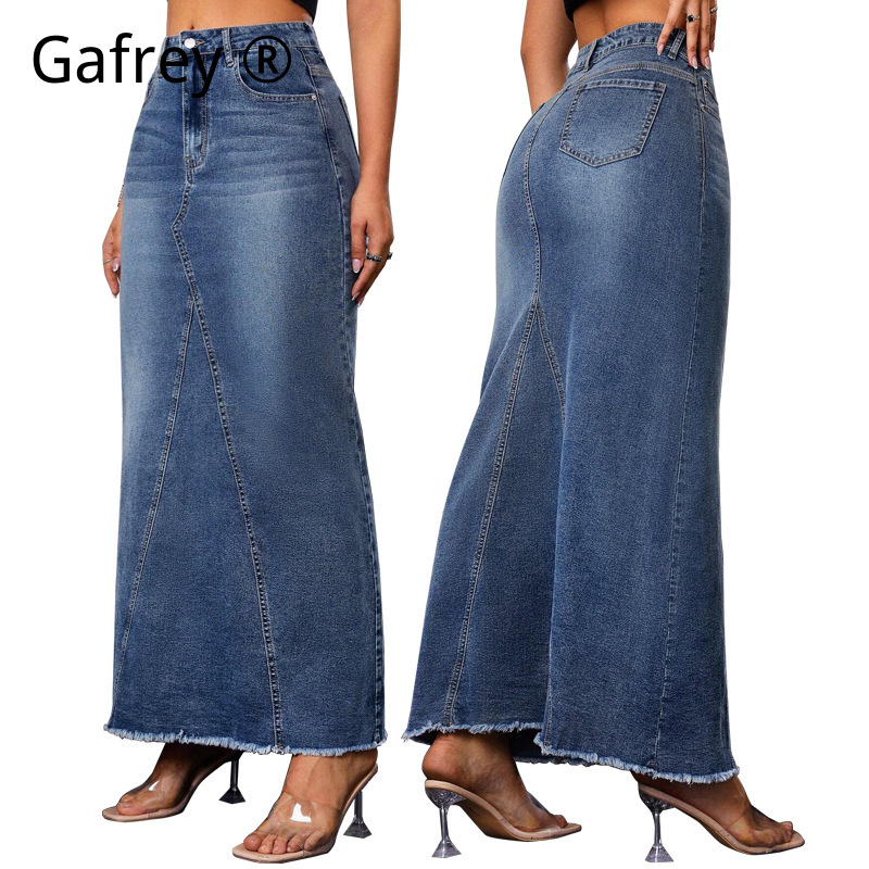 Denim Skirt Midi Vintage - Gonna midi in denim da donna