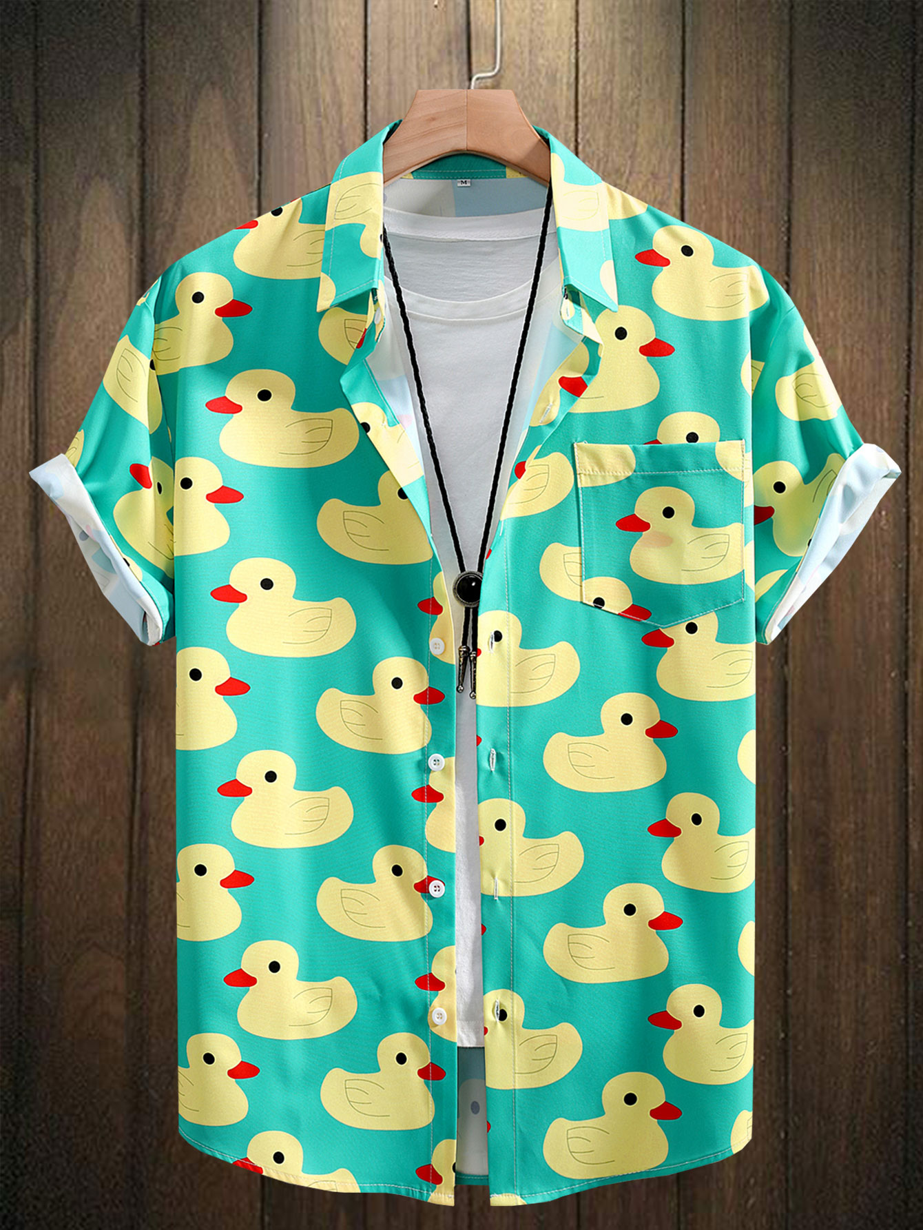 Bowling Shirt Camp - Camicia da Uomo, Stampa Anatra di
