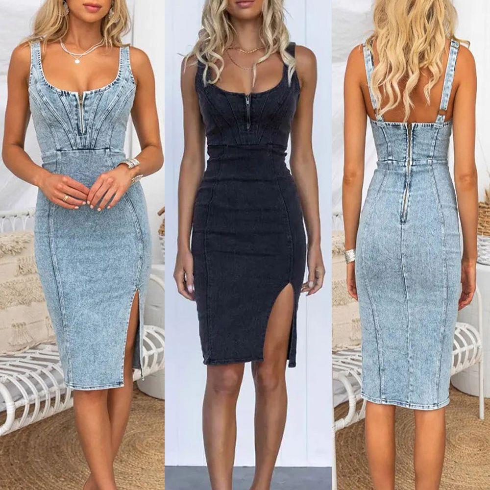 Denim Skirt Midi Vintage - Abito in denim vintage 2023 con