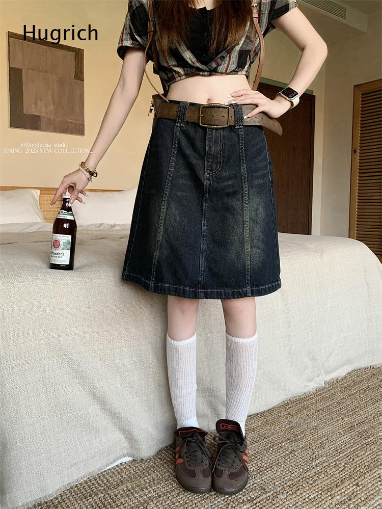 Denim Skirt Midi Vintage - Gonna midi in denim vintage stile