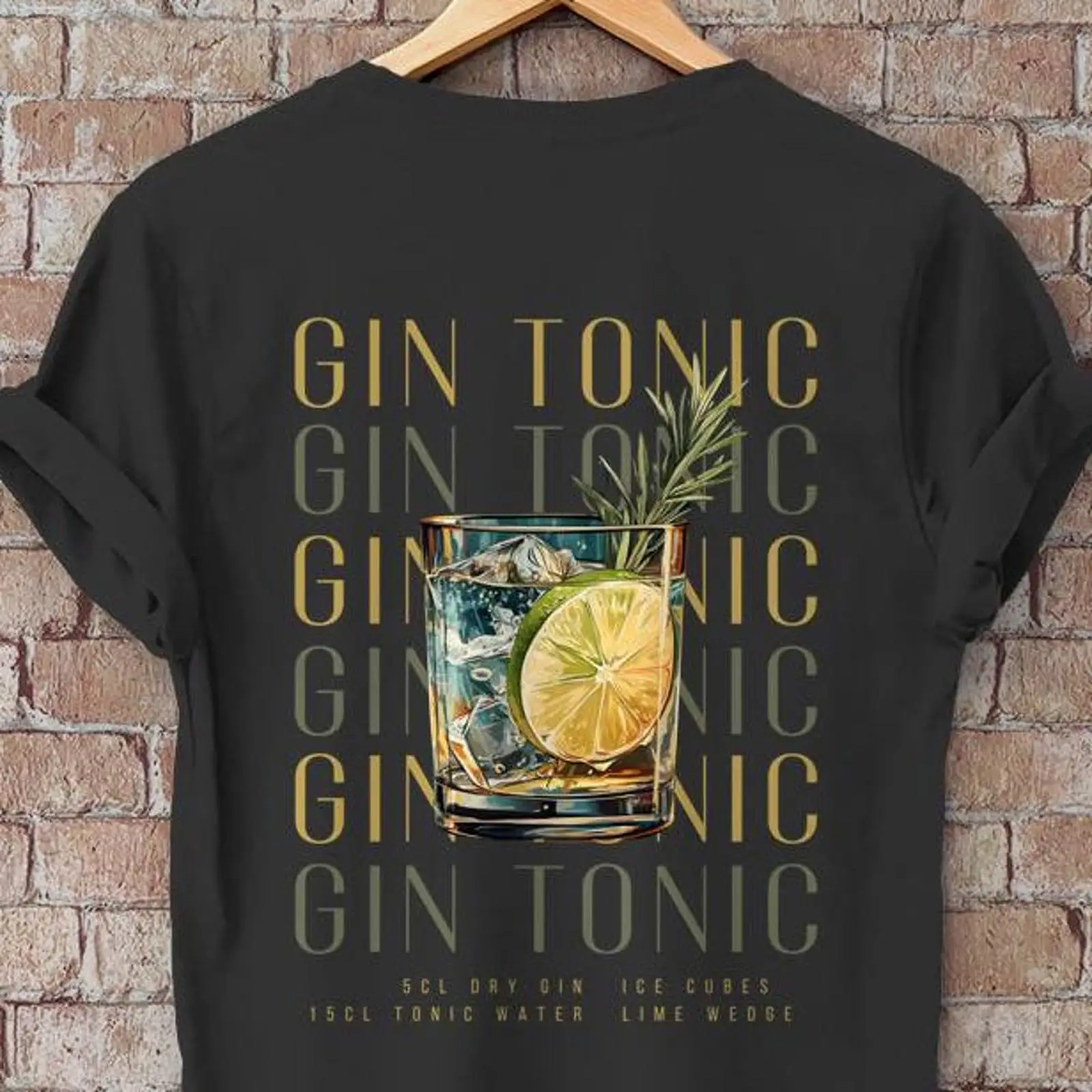Vintage Fashion Illustrations - T-shirt Gin Tonic Illustrata per Amanti