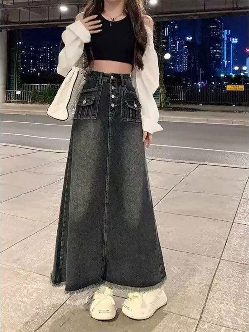 Gonna midi in denim a vita alt - Denim Skirt Midi Vintage recensione e prezzo