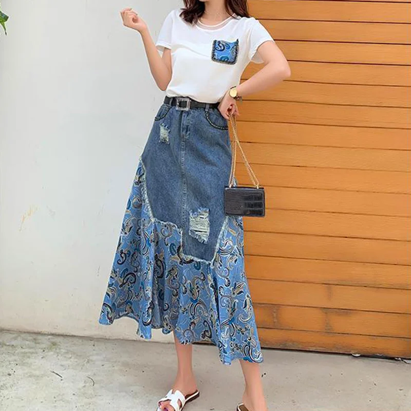 Gonne lunghe estive a vita alt - Denim Skirt Midi Vintage recensione e prezzo