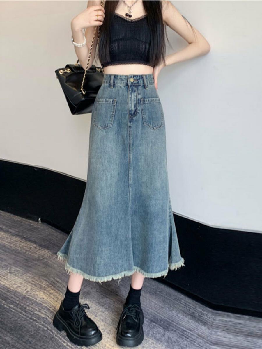 Gonna midi a vita alta a linea - Denim Skirt Midi Vintage recensione e prezzo
