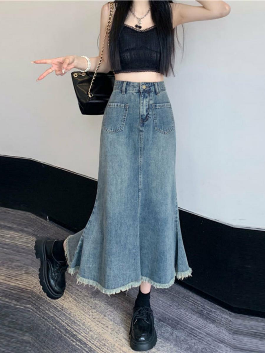 Gonna midi a vita alta a linea - Denim Skirt Midi Vintage recensione e prezzo