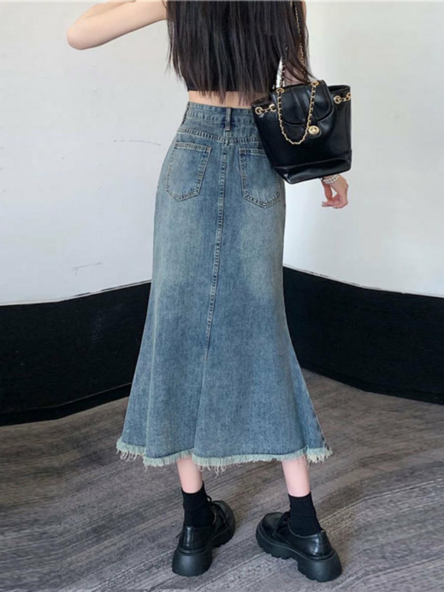 Gonna midi a vita alta a linea - Denim Skirt Midi Vintage recensione e prezzo