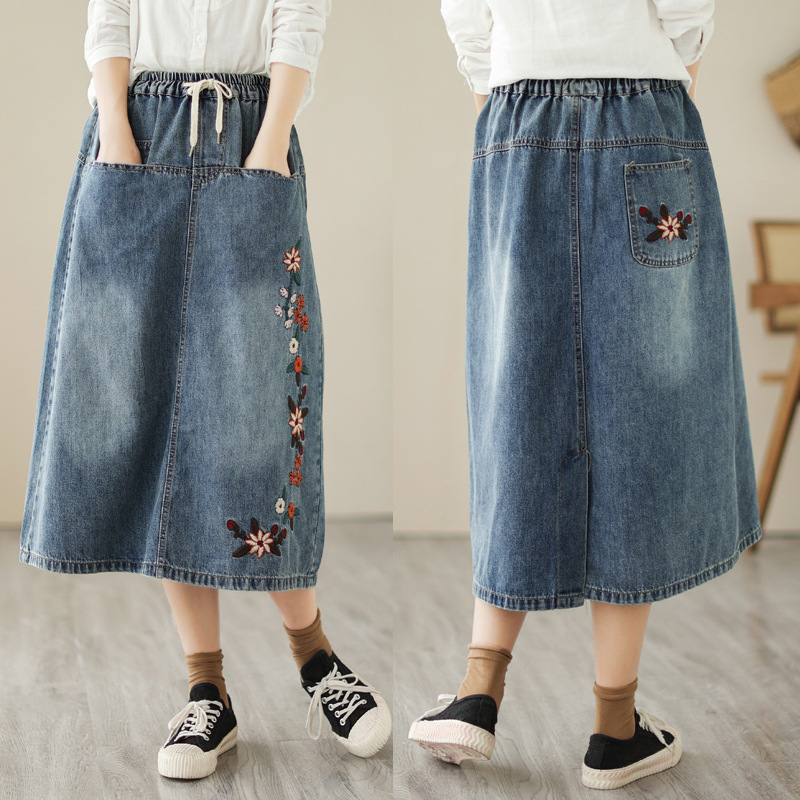 Gonna di jeans ricamata con st - Denim Skirt Midi Vintage recensione e prezzo
