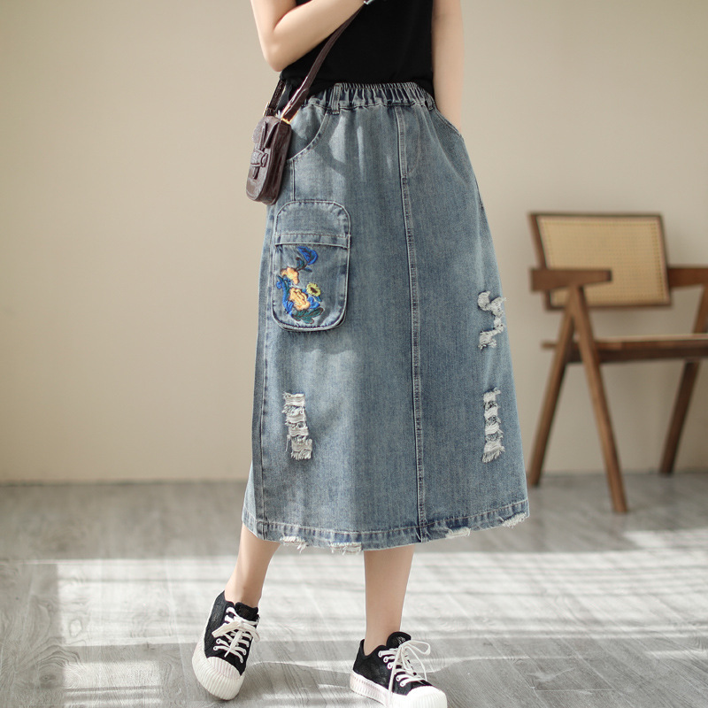 Gonna di jeans ricamata con st - Denim Skirt Midi Vintage recensione e prezzo
