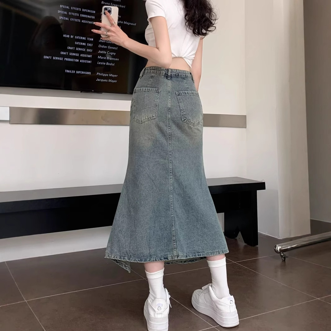 Gonna in denim blu vintage cor - Denim Skirt Midi Vintage recensione e prezzo