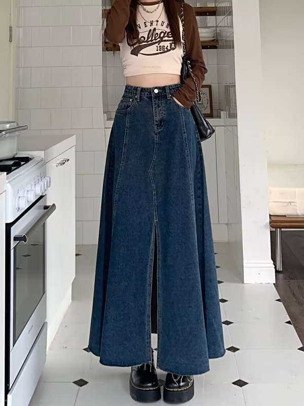 Gonna in denim a vita alta con - Denim Skirt Midi Vintage recensione e prezzo