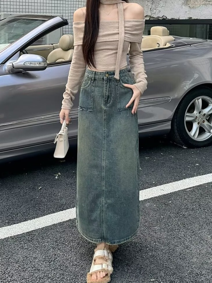 Gonna di jeans a vita alta, lu - Denim Skirt Midi Vintage recensione e prezzo