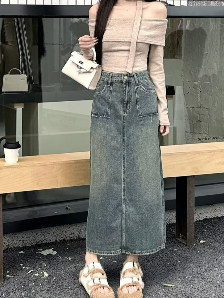 Gonna di jeans a vita alta, lu - Denim Skirt Midi Vintage recensione e prezzo